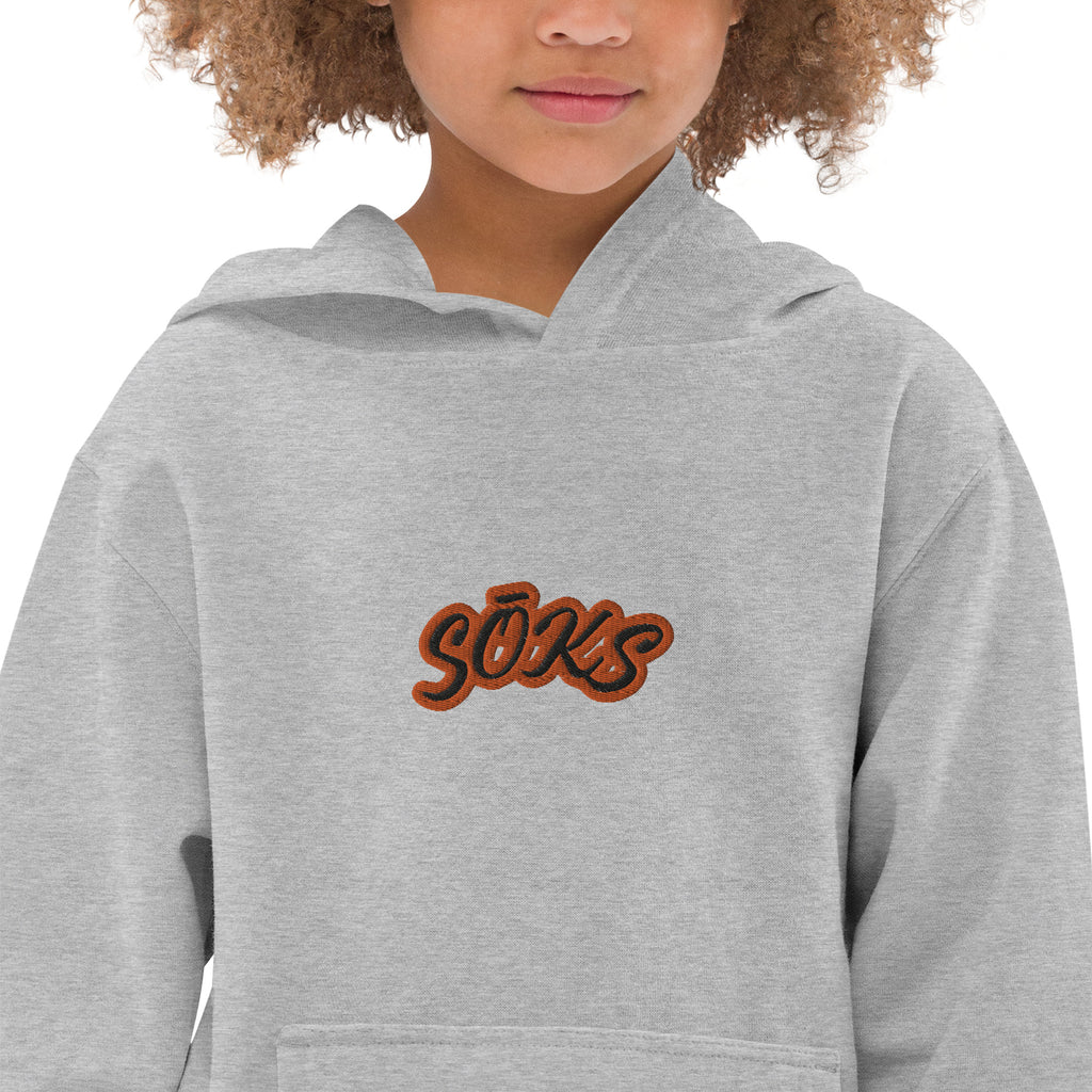 Orange Logo SŌKS Kids fleece hoodie