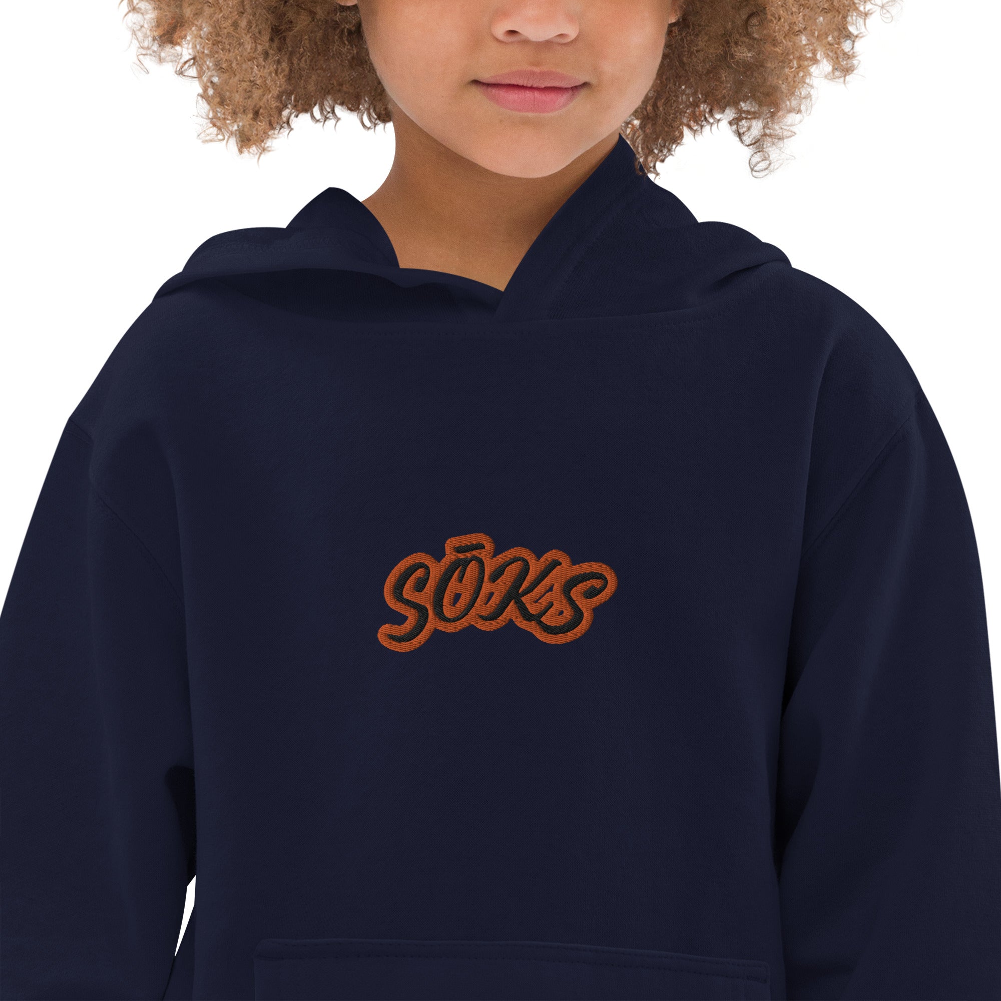 Orange Logo SŌKS Kids fleece hoodie