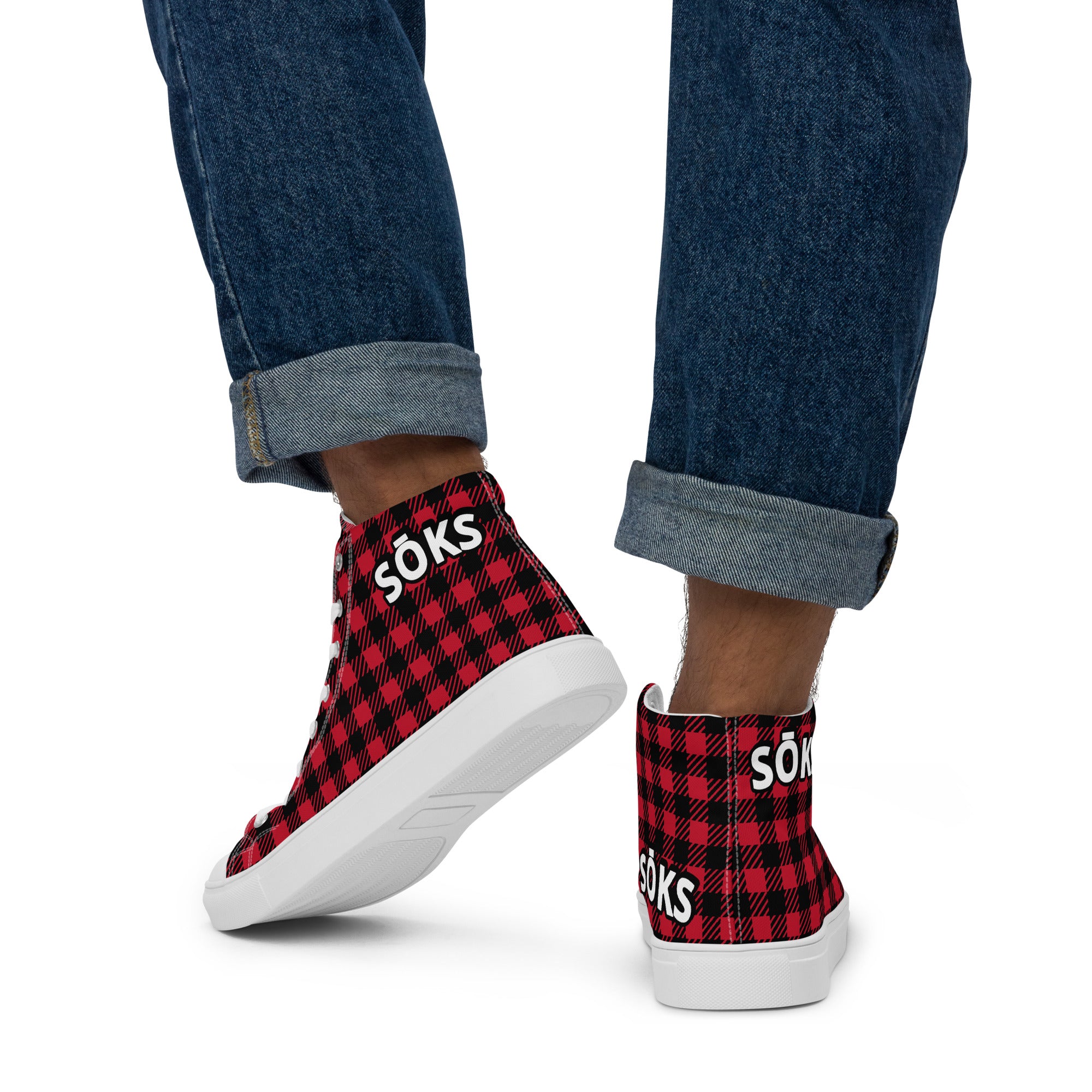 Plaid SŌKS Men’s high top canvas shoes