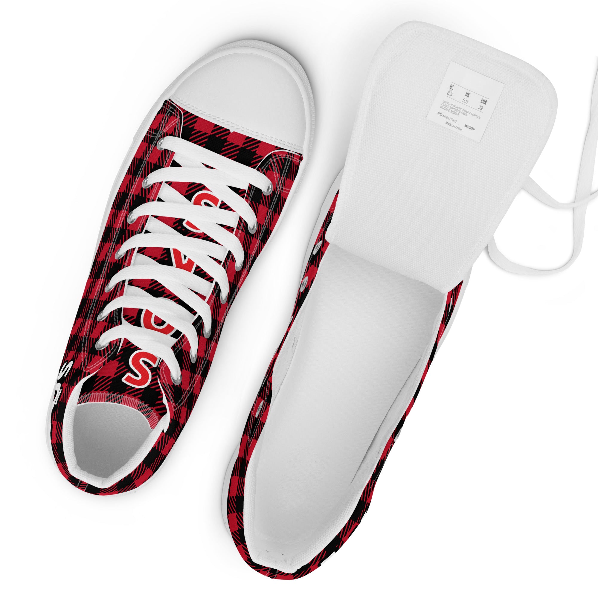 Plaid SŌKS Men’s high top canvas shoes