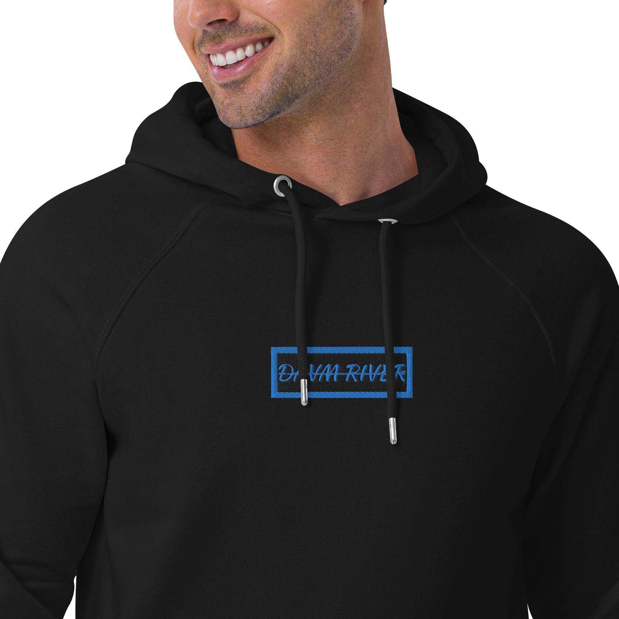 Davm River Blue Box Logo Unisex eco raglan hoodie
