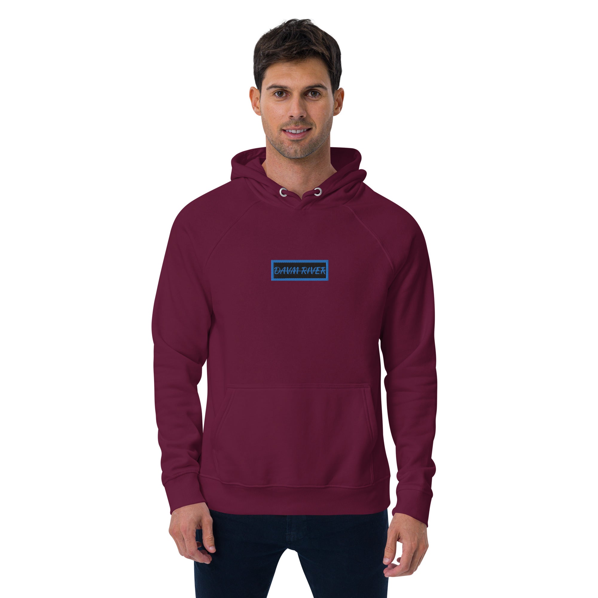 Davm Box BLUE Unisex eco raglan hoodie