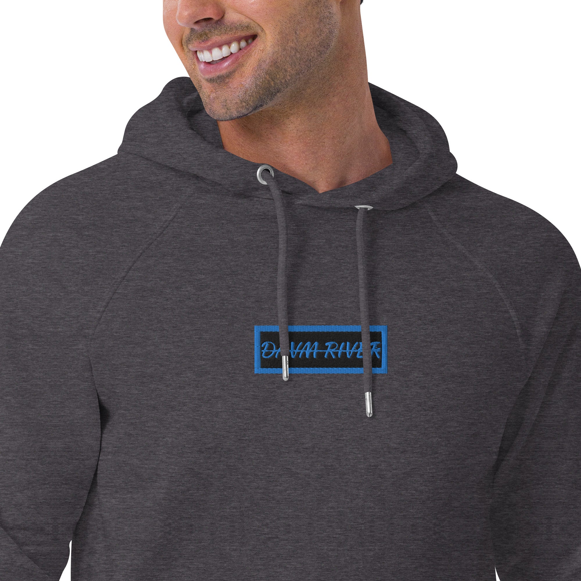 Davm Box BLUE Unisex eco raglan hoodie